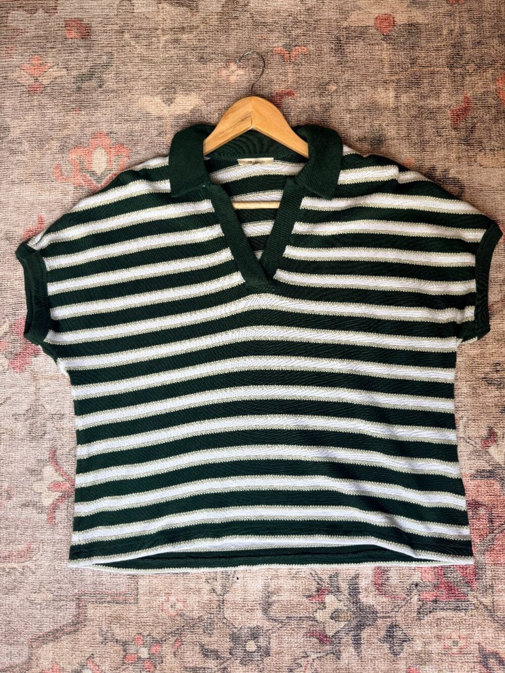 Madewell Relaxed V-Neck Polo Shirt in Stripe